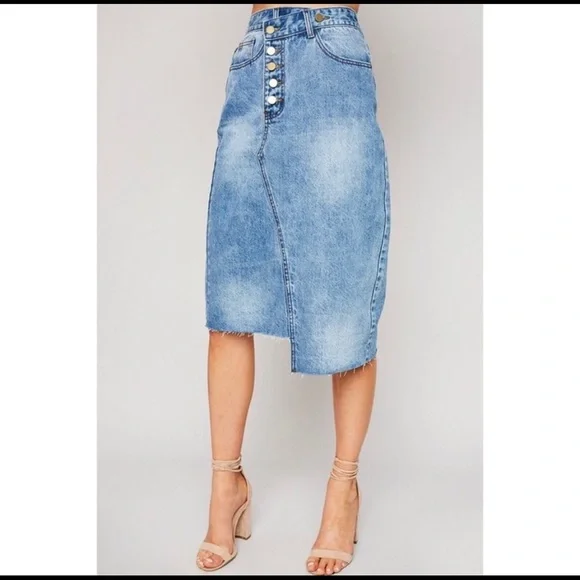 ASYMMETRICAL Denim Skirt - Picture 2 of 9